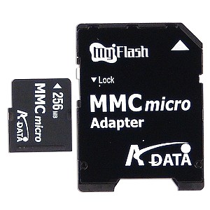 256MB A-Data micro MultiMedia Card (MMCmicro) w/Adapter